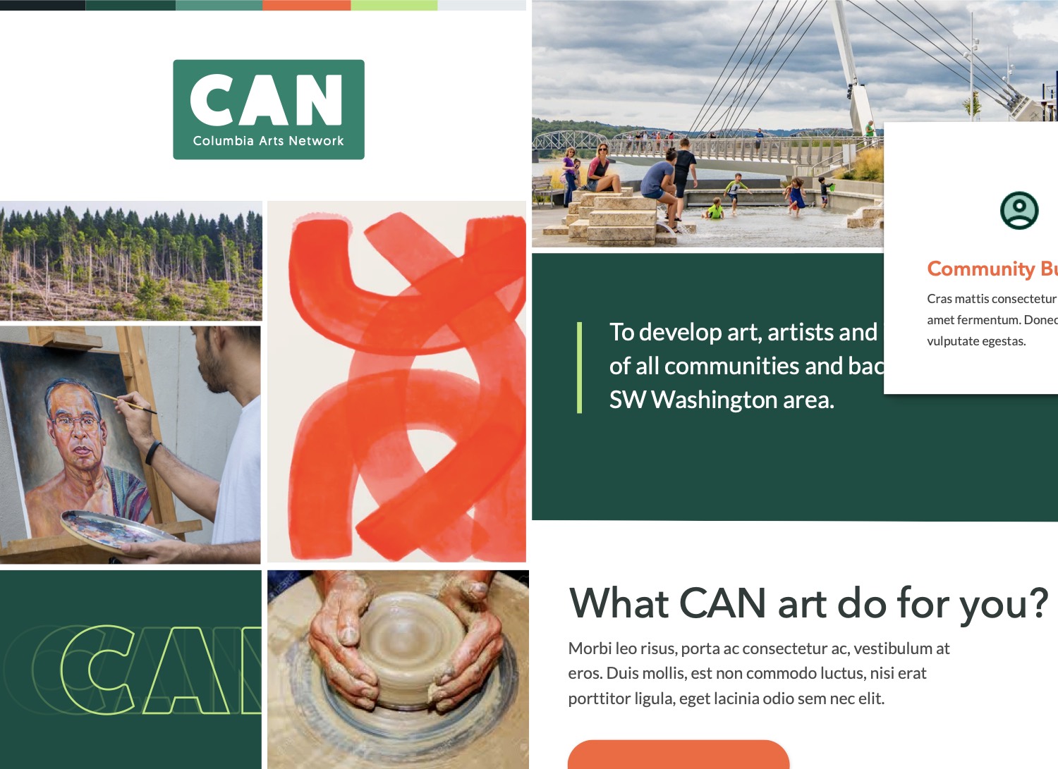 Columbia Arts Network brand concept — direction one